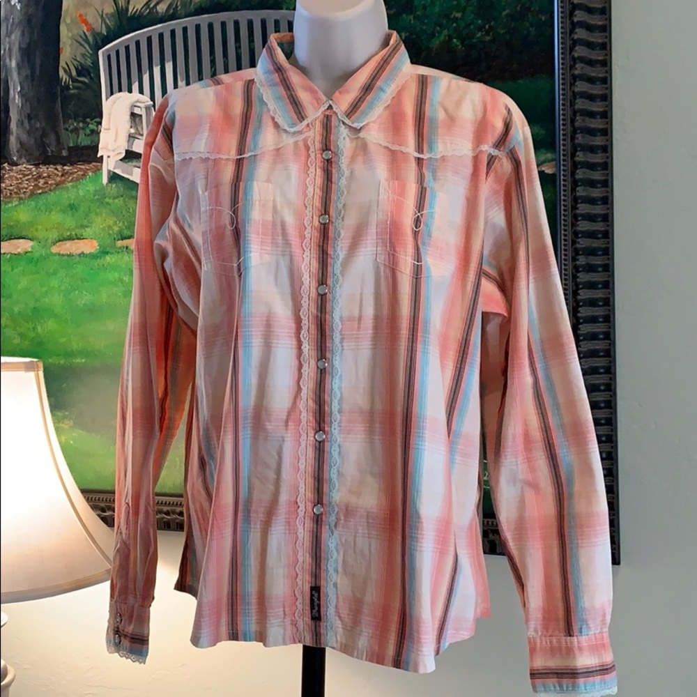 Wrangler Plaid Snap button Lace Trimmed Shirt